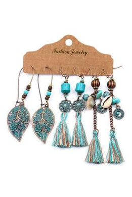 3 Piece  Turquoise Dangle Earring Set